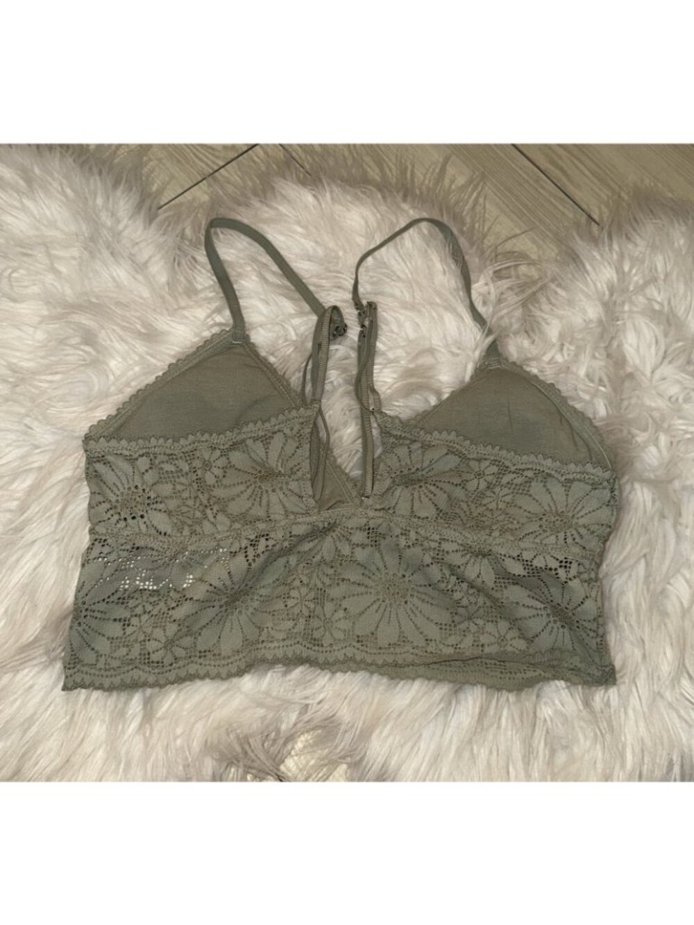 Aerie Floral Lace Longline Bralette Bra Lightly Lined WF Womens M Medium Green - Picture 4 of 5